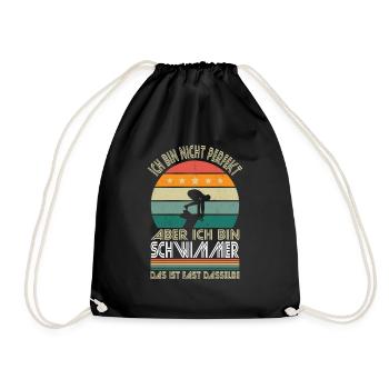 Ich bin nicht perfekt aber ich bin Schwimmer - Turnbeutel - Schwarz - Vorne