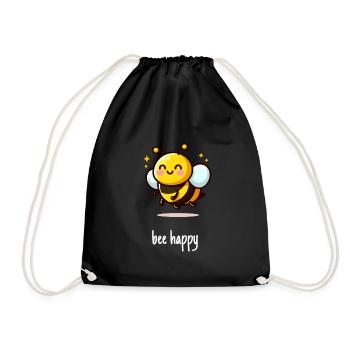Bee happy glückliches Bienchen - Turnbeutel - Schwarz - Vorne
