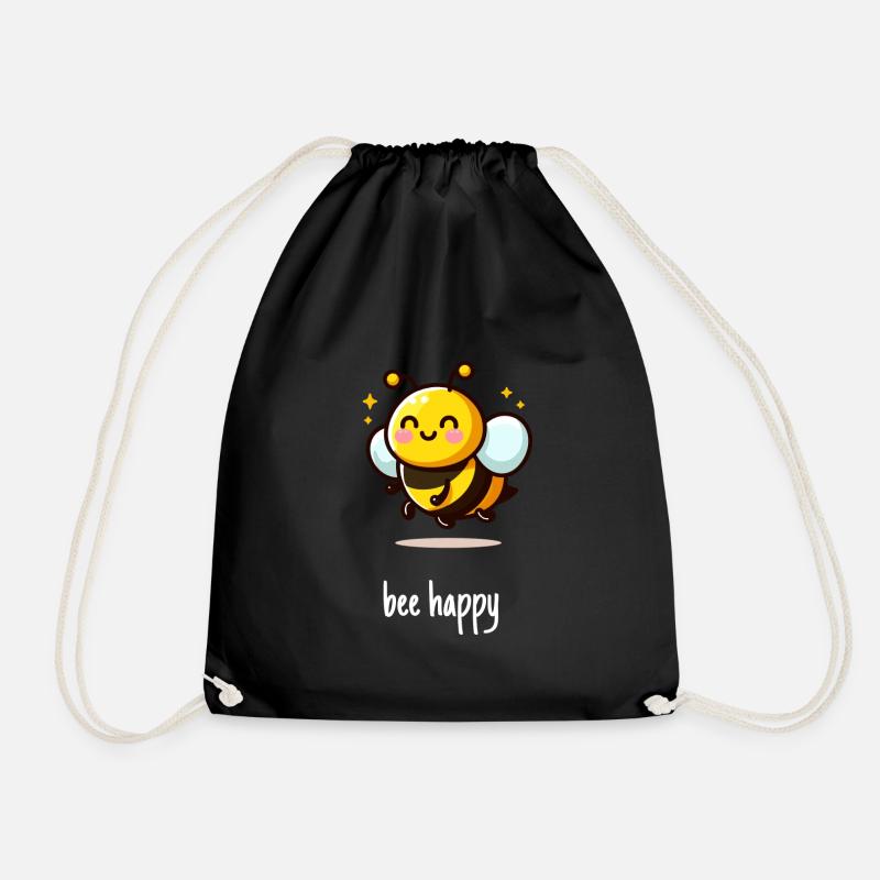 Bee happy glückliches Bienchen - Turnbeutel - Schwarz