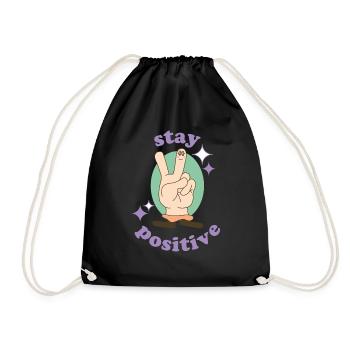 stay positive - Drawstring Bag - black - Front