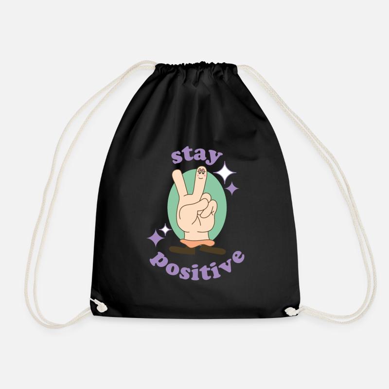 stay positive - Drawstring Bag - black