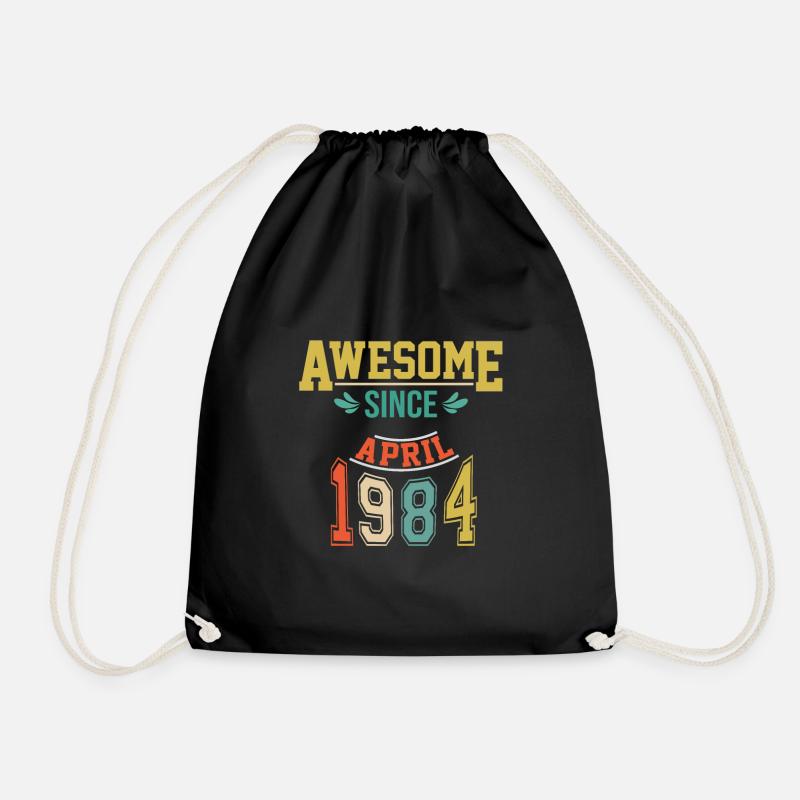 April 1984 Birthday April 1984 Gift 1984 - Drawstring Bag - black