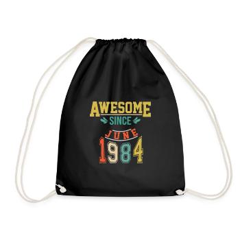 June 1984 Birthday June 1984 Gift 1984 - Drawstring Bag - black - Front