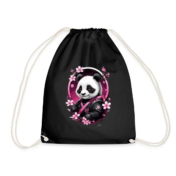 Panda japan pink asien - Turnbeutel - Schwarz - Vorne