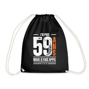 59 ans / t-shirt 59 ans / idée cadeau 59 ans - Sac de sport léger - noir - Devant