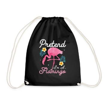 Faites semblant d’être un oiseau rose flamant rose mignon - Sac de sport léger - noir - Devant