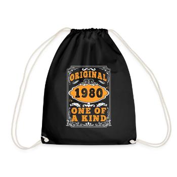 Vintage Born in 1980 made in 1980 45 years old. Art_20 - Drawstring Bag - black - Front