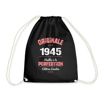 80th Anniversary - Original - 1945 - Drawstring Bag - black - Front
