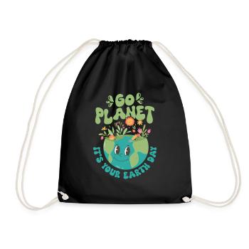 Go Planet It's Your Earth Day Planet Environmental - Turnbeutel - Schwarz - Vorne