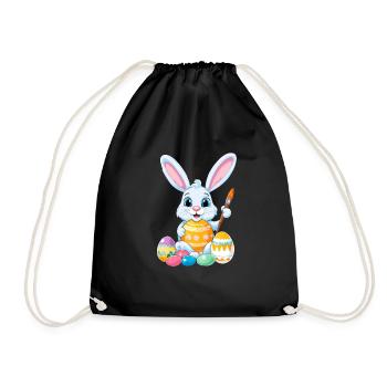 Easter bunny with Easter eggs - Drawstring Bag - black - Front