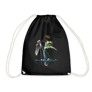 WK Palme Frau Kitesurferin - Turnbeutel - Schwarz - Vorne