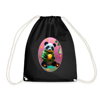 Cyber Panda mit Neon Zitrone - Turnbeutel - Schwarz - Vorne