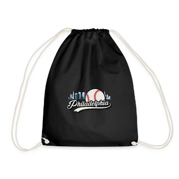 Philadelphia baseball skyline Philly USA sports - Drawstring Bag - black - Front
