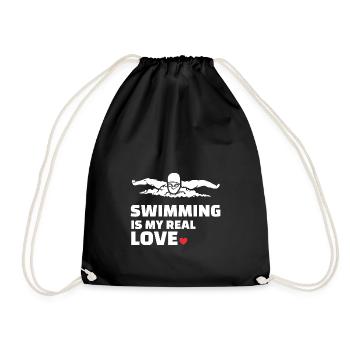 I love swimming - Drawstring Bag - black - Front