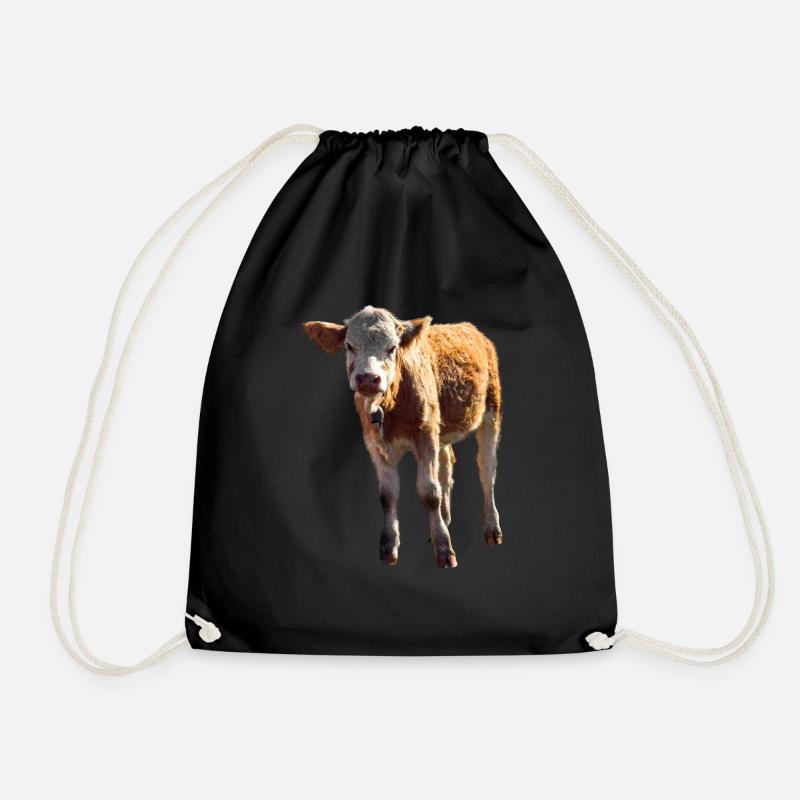 cow kuh calf kalb beef - Turnbeutel - Schwarz