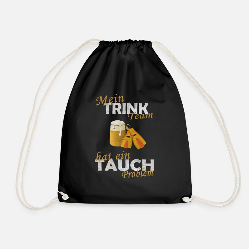 Mein Trink team hat ein Tauch Problem - Turnbeutel - Schwarz