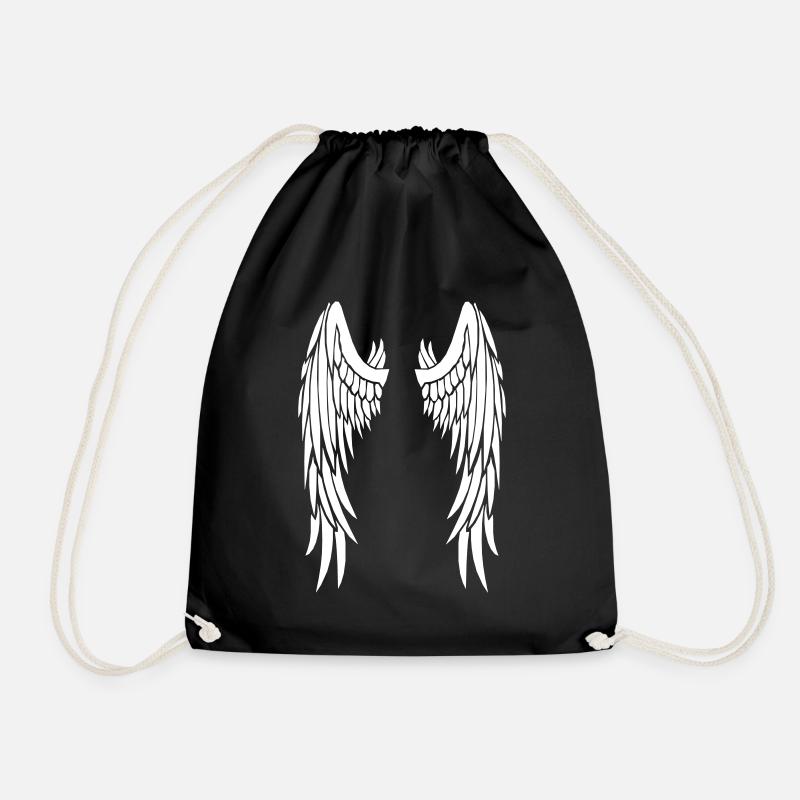 white wings - Drawstring Bag - black