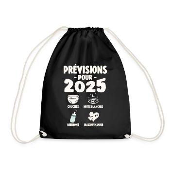 Prévisions Pour 2025 Cadeau De Grossesse 2025 - Sac de sport léger - noir - Devant