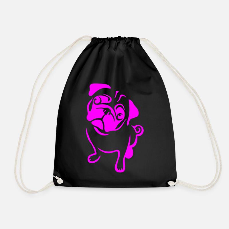 Mops in Pink - Turnbeutel - Schwarz