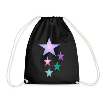 star. Colorful stars - Drawstring Bag - black - Front