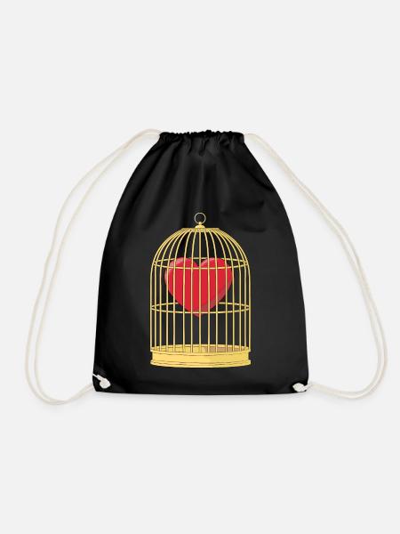 CAGED HEART - HEART IN THE CAGE - Drawstring Bag - black
