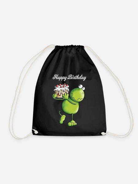 Frosch trägt Kuchen - Turnbeutel - Schwarz