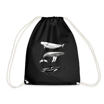 Beluga-Delphin, Buckelwal und Buckelwal - Turnbeutel - Schwarz - Vorne