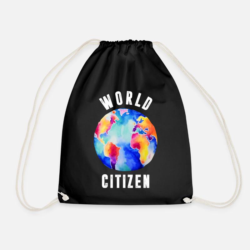 World Citizen Graphic - Drawstring Bag - black