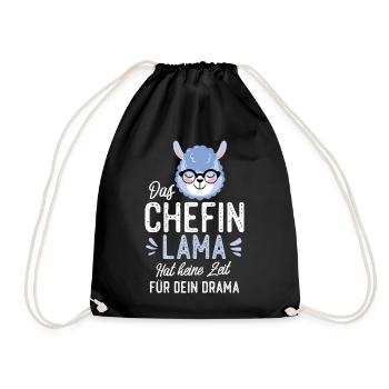 Chefin Lama Spruch Lustige Geschenkidee - Turnbeutel - Schwarz - Vorne
