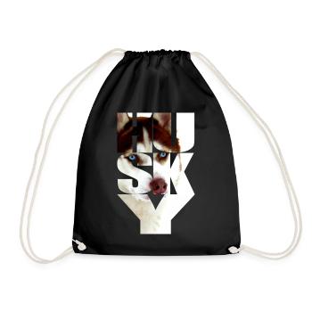 Husky Kupfer rot Kopf im Text - Turnbeutel - Schwarz - Vorne