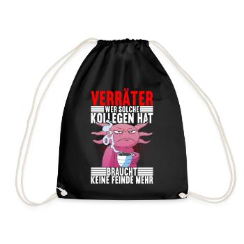 Abschiedsgeschenk Jobwechsel Kollege - Turnbeutel - Schwarz - Vorne