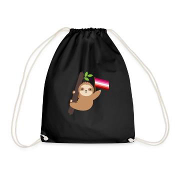 Gay Pride Lesbian Sloth Tropical Animal LGBT - Drawstring Bag - black - Front