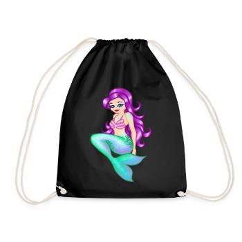 Mermaid Mermaid Glitter - Drawstring Bag - black - Front