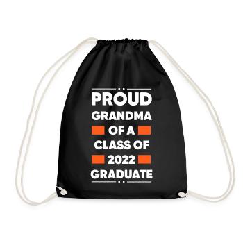 Proud Grandma of A Class of 2022 Graduate Gift - Drawstring Bag - black - Front