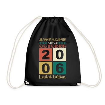 October Vintage 2006 16th Birthday Gift - Drawstring Bag - black - Front