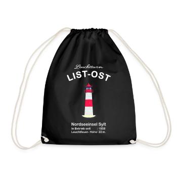 Leuchtturm List-Ost auf Sylt, Nordseeküste - Turnbeutel - Schwarz - Vorne