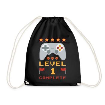 1. Geburtstag Level 1 Complete - Turnbeutel - Schwarz - Vorne