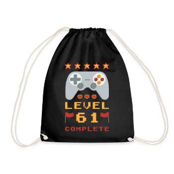 61st Birthday Level 61 Complete - Drawstring Bag - black - Front