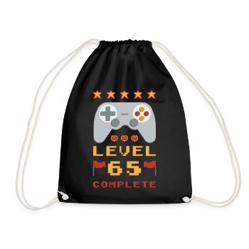 65th Birthday Level 65 Complete - Drawstring Bag - black - Front