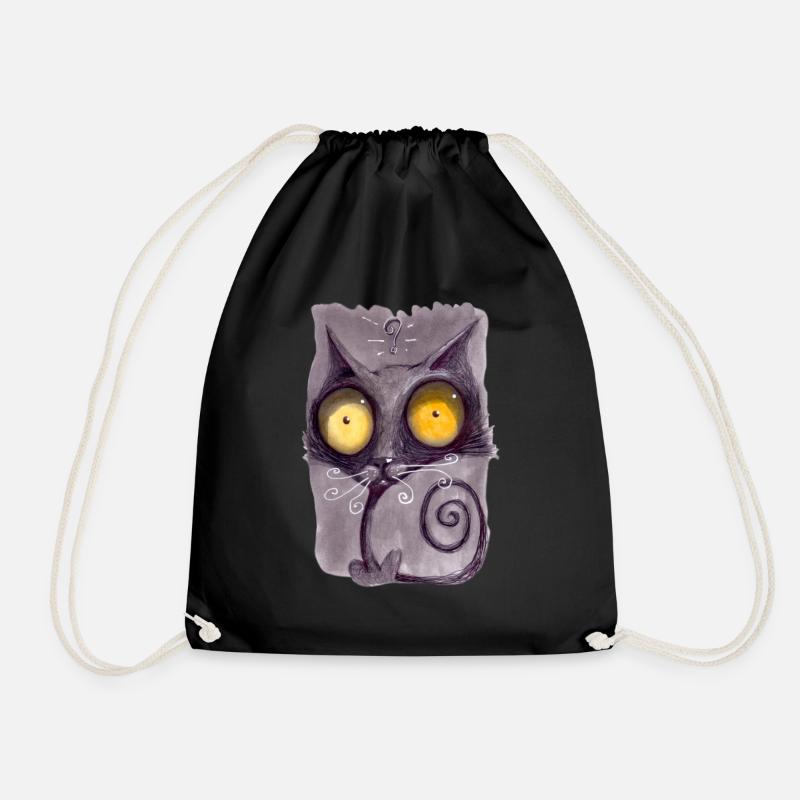 Serial Cat 21 - Drawstring Bag - black