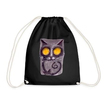 Serial Cat 13 - Drawstring Bag - black - Front