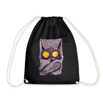 Serial Cat 12 - Drawstring Bag - black - Front