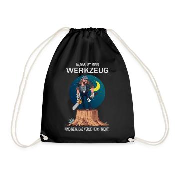 Holzfäller und sein Werkzeug - Turnbeutel - Schwarz - Vorne