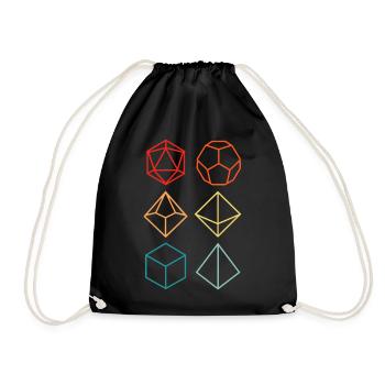 Dragon - Colorful silhouette game dice set - Drawstring Bag - black - Front
