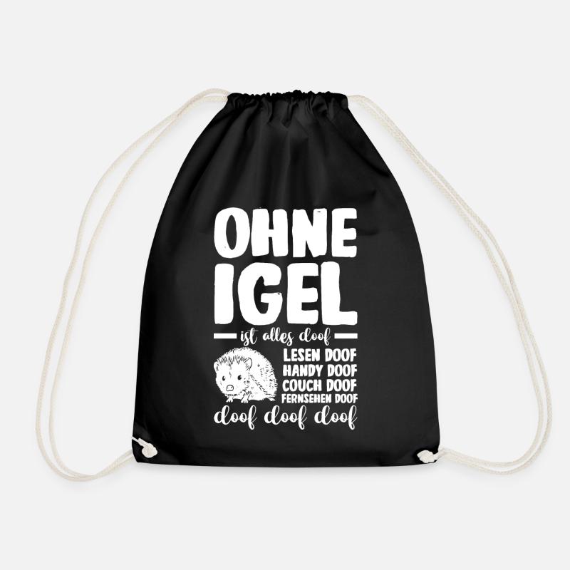 Tiermotiv Igel - Turnbeutel - Schwarz