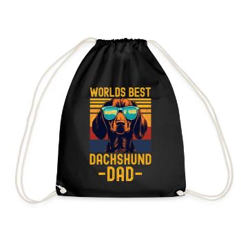 Dackel mit sonnenbrille retro - Turnbeutel - Schwarz - Vorne