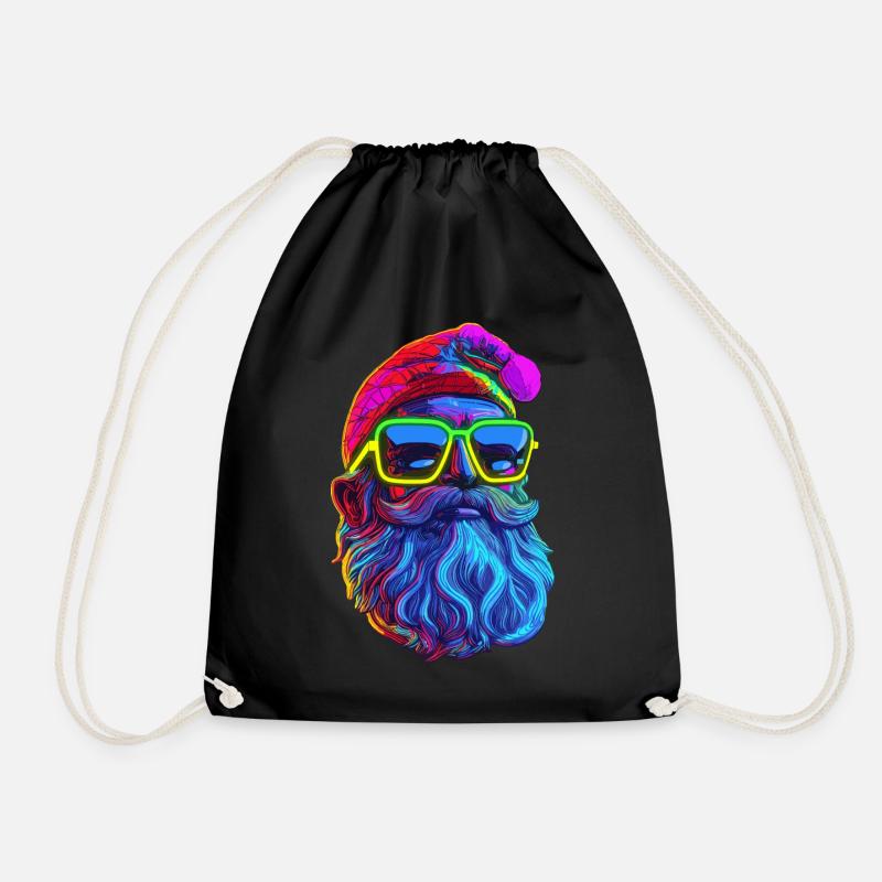 Neon Santa Popart - Turnbeutel - Schwarz