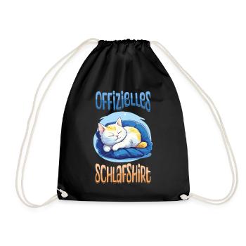 Official Sleep Shirt Cat Pajamas Cute Animal - Drawstring Bag - black - Front