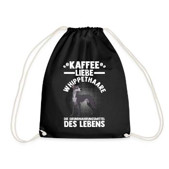 Hund Kaffee Whippet - Turnbeutel - Schwarz - Vorne