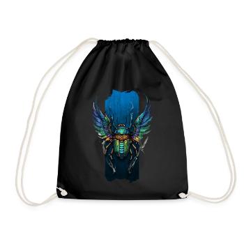 Flight of Renewal: Winged Scarab Symphony - Drawstring Bag - black - Front